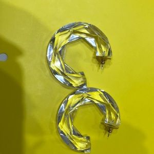 Vintage 1980 Clear Lucite Hoop Earrings